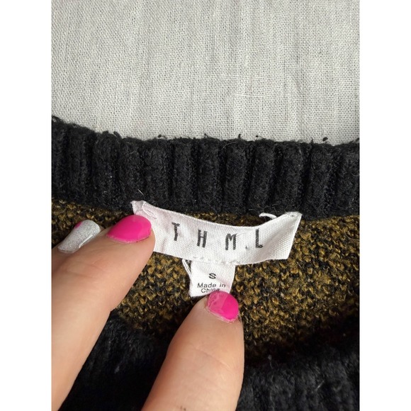 THML Sweater Womens S Cheetah Print Black Gold Mob Wife Boho Glam Indie Sleaze - Picture 2 of 7